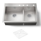 Vault 33" L x 22" W Drop-In Kitchen Sink with 4 Faucet Holes