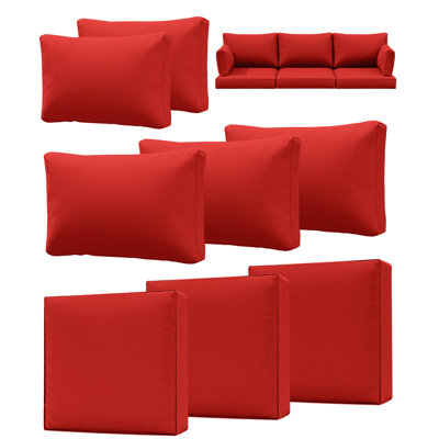 Outdoor 4" Thick Replacement Cushion Set Seat/Back Cushion (Set Of 3 Seats , 3 Backs , 2 Short Backs)