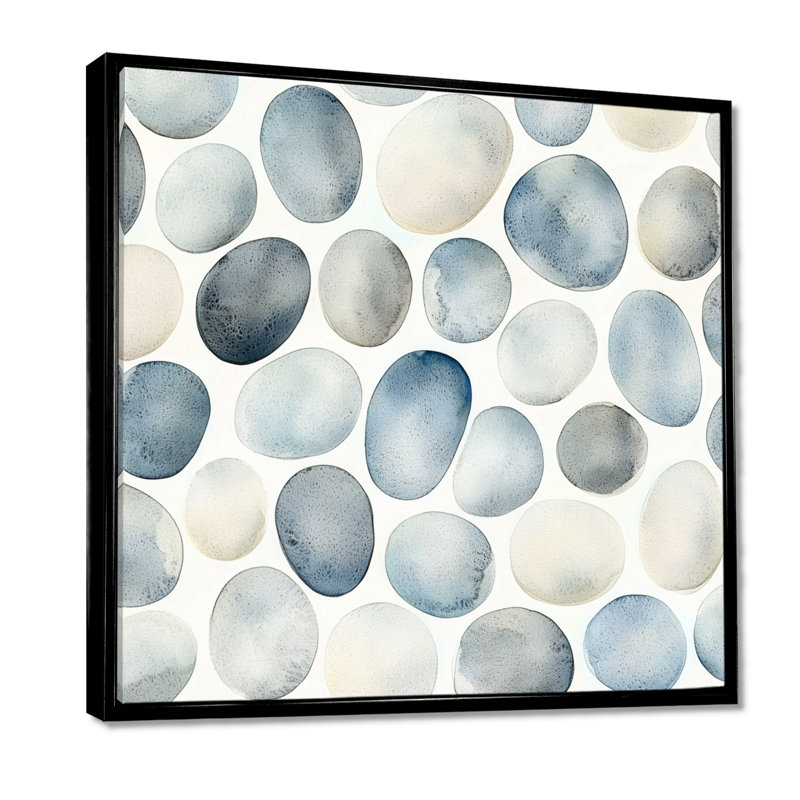 Nosarena Minimalist Meditation Stone Collage II - art mural méditation, Impression encadrée flottante, Noir