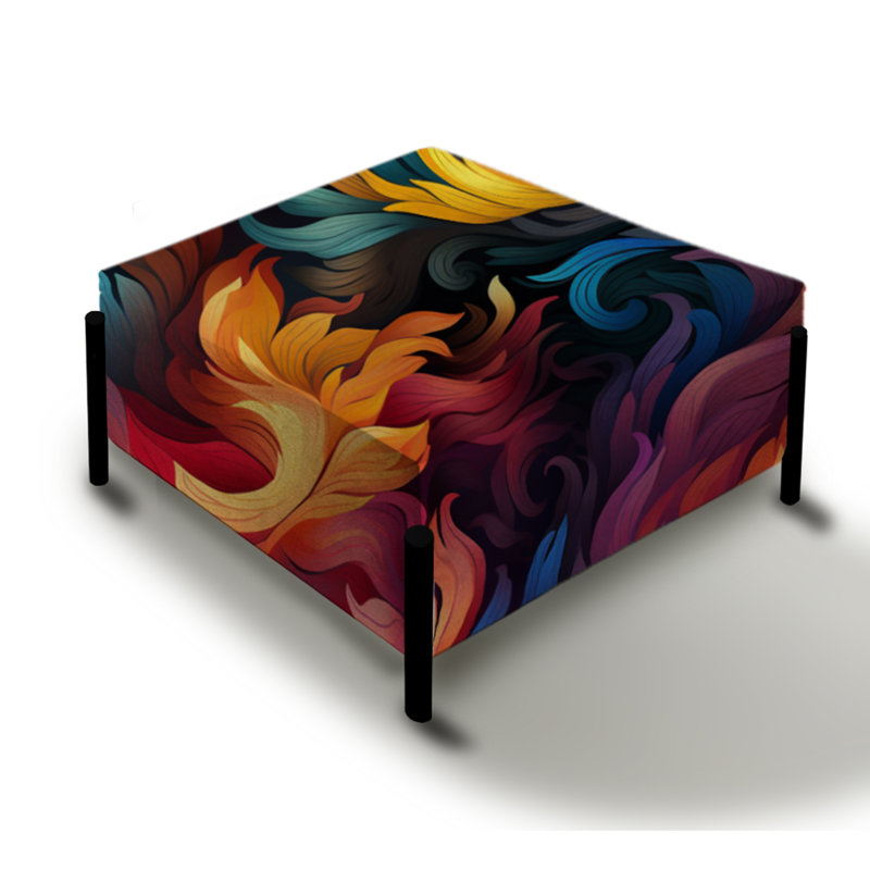 Poupart Psychedelic Swirls - Abstract Large Square Ottoman