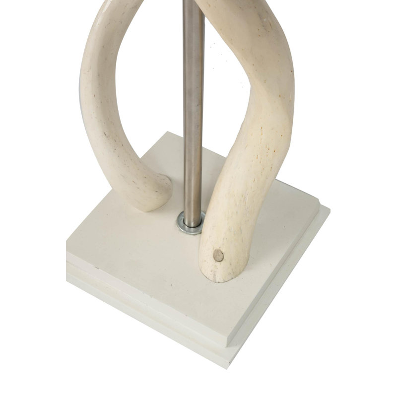 32" Polished Inner Horn Table Lamp - Cream Base