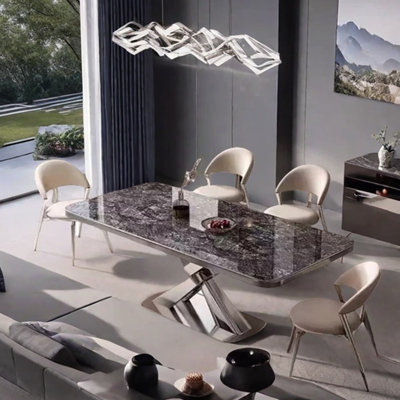 Sintered stone stainless steel dining table set