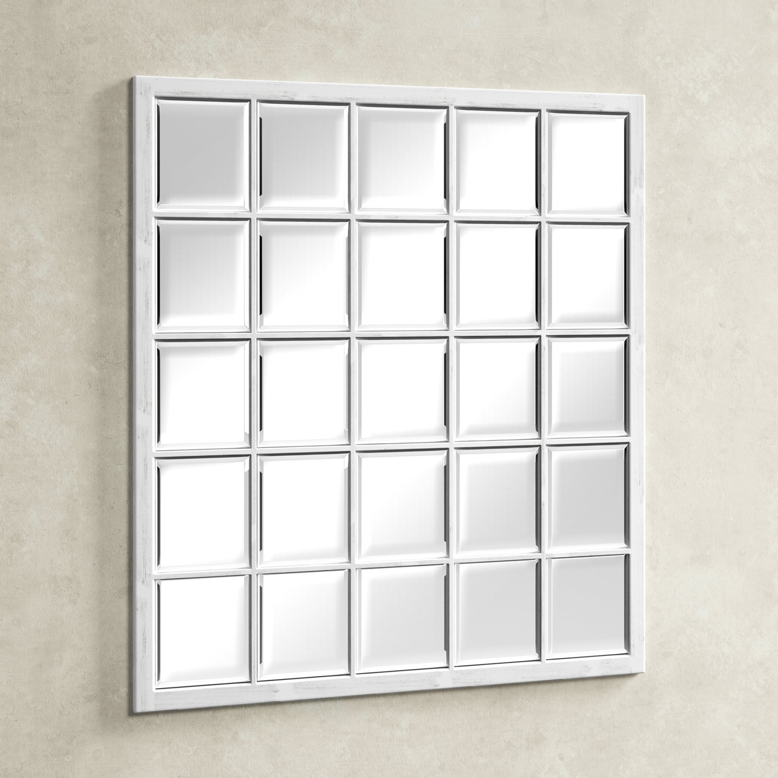 Manu Frameless Accent Mirror, Antiqued White