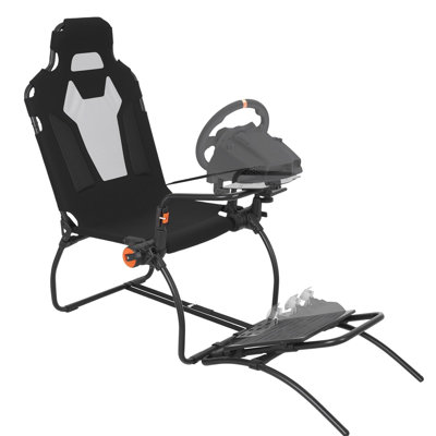 Foldable Racing Wheel Stand, Adjustable Sim Racing Cockpit for G923/G920/G29, Thrustmaster T248P, Fanatec, Hori, Mad Catz, Carbon Steel Steering Wheel Stand with Pedal Angle Adjustment