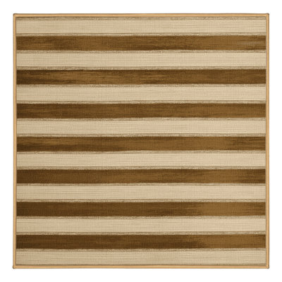 Tapis brun à rayures horizontales lavable à la machine