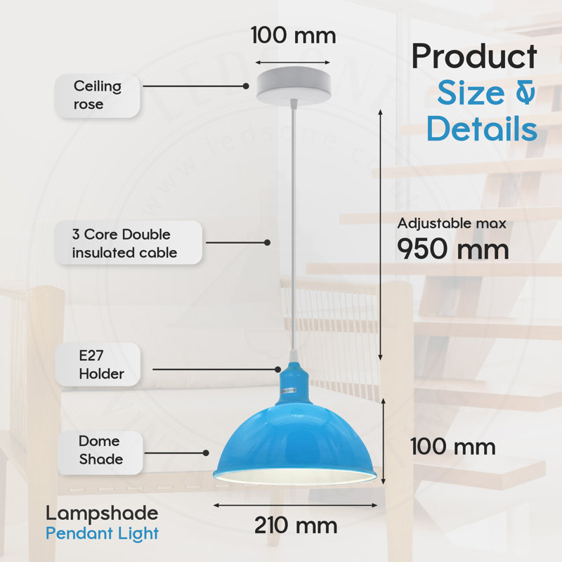 Gingras 2 - Light White Single Pendant, Blue, No