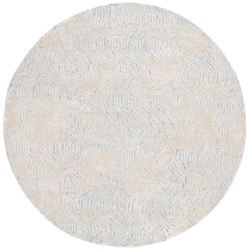 Glamour Hand Tufted Wool Viscose Cotton with Latex Abstract Rug in Beige, Round 6'
