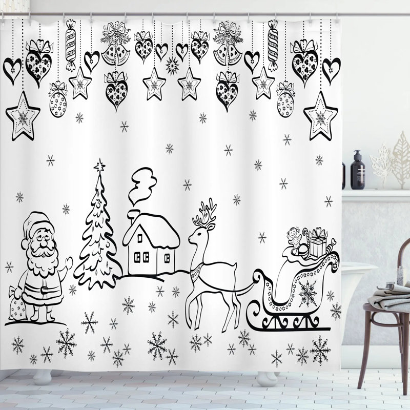 Rideau de douche père noël simple tree renne Coleridge, H 84 po x l 69 po
