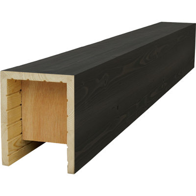 AmeriCraft Wood Smooth Beam, 3-Sided (U-Beam), 9 1/2"W x 11 1/2"H x 192"L, True Black Finish, Stain Grade Pine