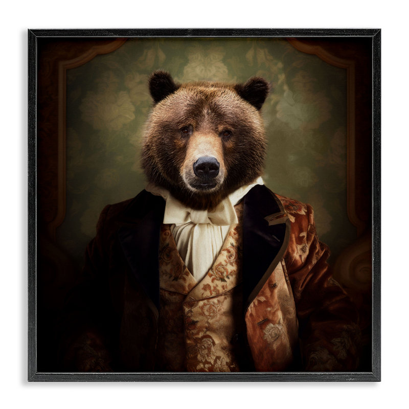 Giclée encadrée «Finest Hour» de lord Bearington, design par Kelley Parker, Giclée encadrée noir minuit, H 12 po x l 12 po