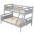 Twin Over Full Bunk Bed With , Gray Trundle & Strong Stability Guardrail, Stable-1952738860