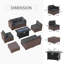Ensemble de conversation modulaire en osier pour 6 personnes avec coussins-519986947
