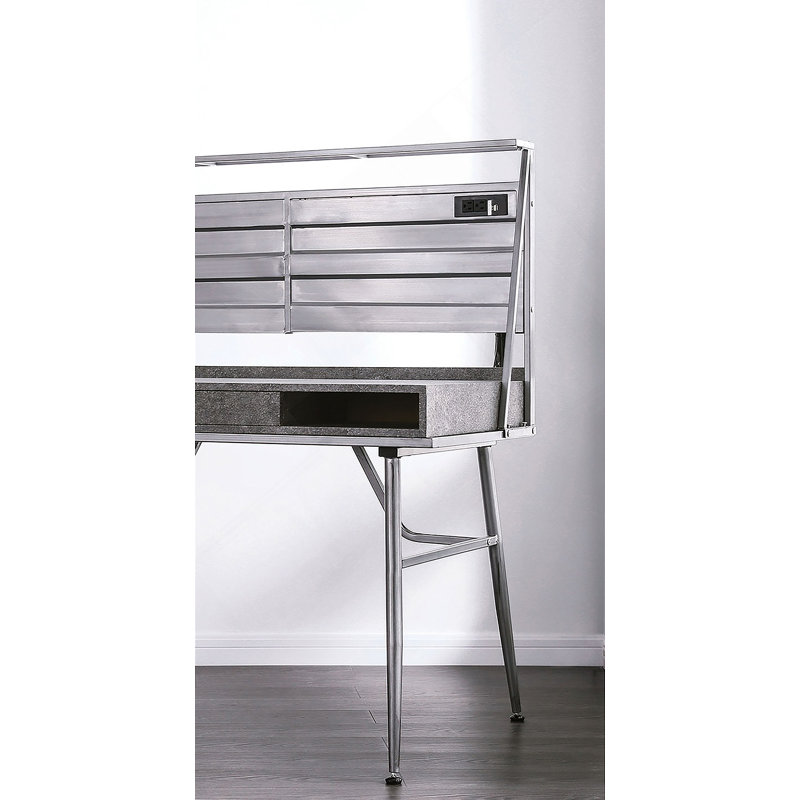 Modern Industrial Computer Desk With USB Port, One Drawer, And Two Shelves, Metal Legs For Enhanced Durability And Functionality