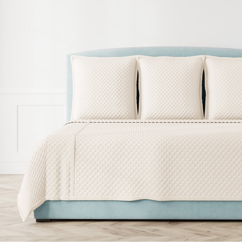 Faux Flax Coverlet Set, Ivory, Queen Coverlet + 2 Euro Shams