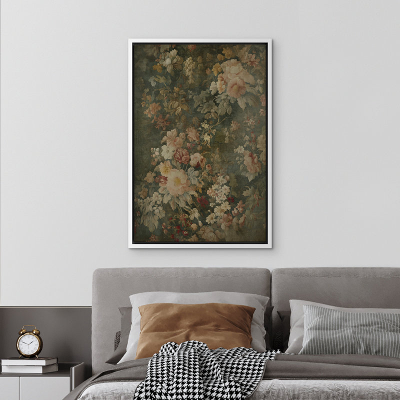 Impression sur toile Moody Green Vintage Vaiety, H 36 po x l 24 po, Blanc