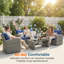 Ensemble de conversation pour patio 4 personnes en résine tressée PE résistante aux intempéries, mobilier d'extérieur en rotin tressé à la main avec coussins en oléfine imperméables, idéal pour le jardin, la terrasse ou le patio.-453650627