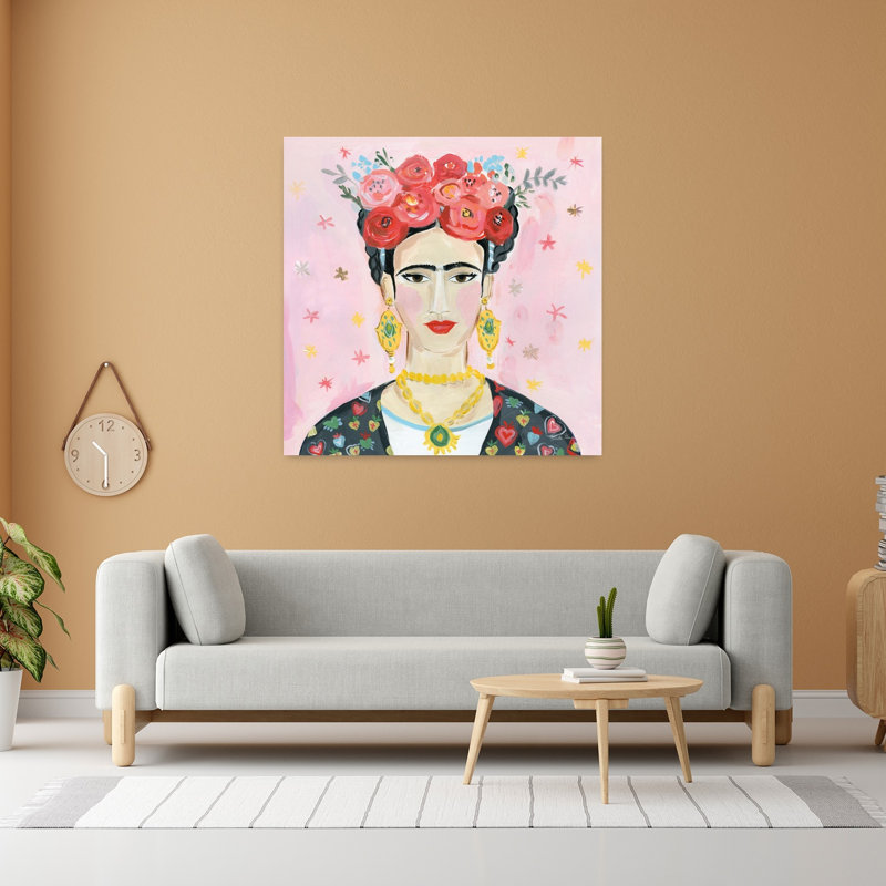 Art contemporain hommage aux épaules de Frida avec visages noirs, H 48 po x l 48 po