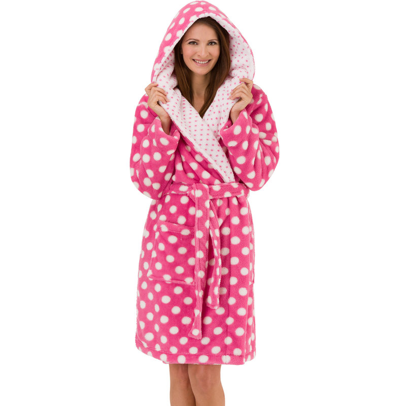  Peignoir moelleux en molleton, Grand, Rose