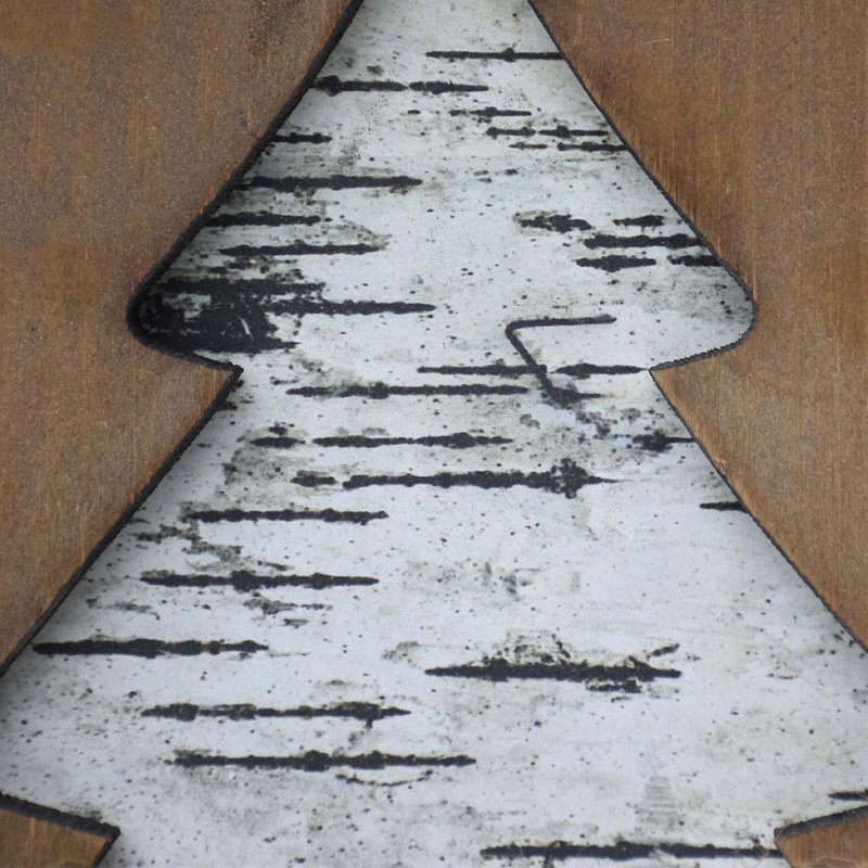 Merry Christmas, panneau mural encadré en bois avec arbre de Noël découpé