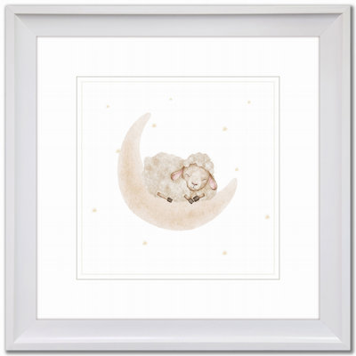 Sheep with Stars And Moon Canvas Wall Art