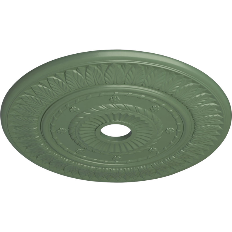 Endurathane Leaf Ceiling Medallion, 26 3/4"OD x 3 5/8"ID x 1 1/8"P (Fits Canopies up to 3 5/8"), Hand-Painted Athenian Green Finish