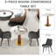 Ensemble de 3 tables de conférence rondes en pierre frittée moderne avec 2 chaises en cuir-1208208636-1208166260
