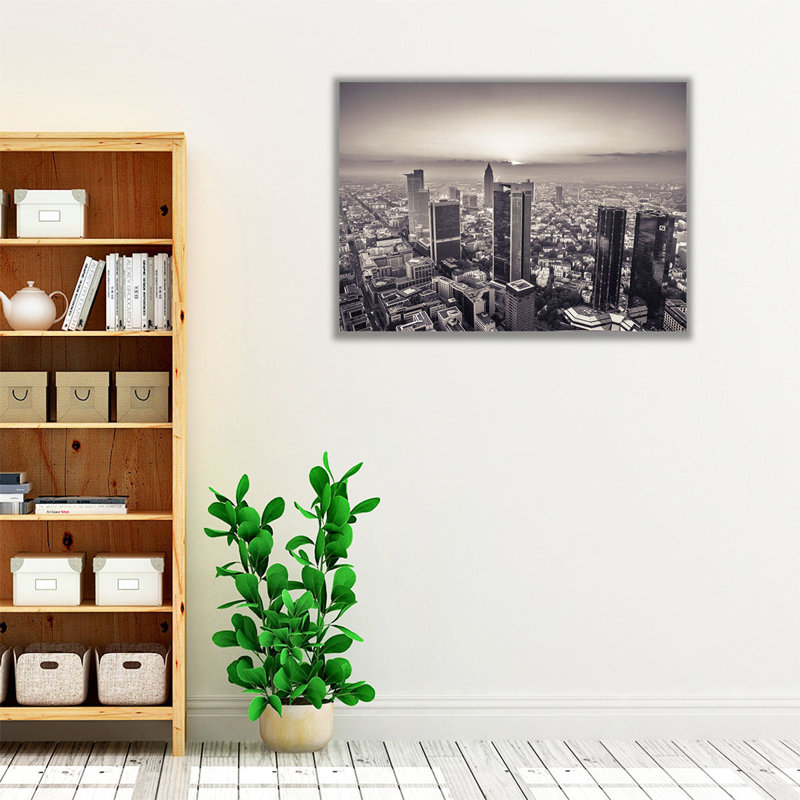 «City Skyline At Dusk», Francfort, Allemagne 1, reproduction d'art sur toile, H 12 po x l 16 po