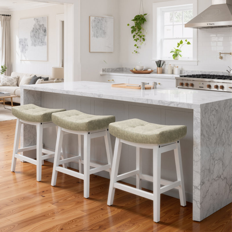 Tabourets de bar extra larges 19,7 po, Siège en similicuir gris clair / structure blanch