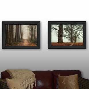 Misty Trees 2-Piece Vignette Framed Wall Art for Living Room, Home Wall Decor by Martin Podt