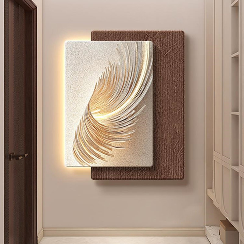 Zen-Style Abstract Sandstone Mural Lamp, 47.24" H x 39.37" W x 0.98" D