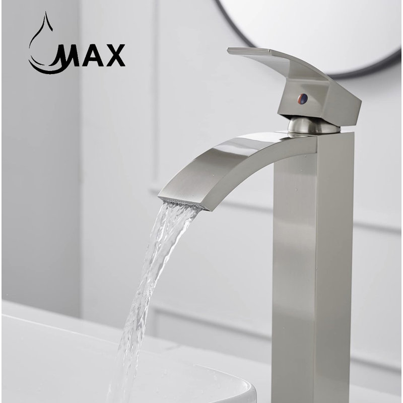 Robinet de lavabo vasque Waterfall, Nickel brossé