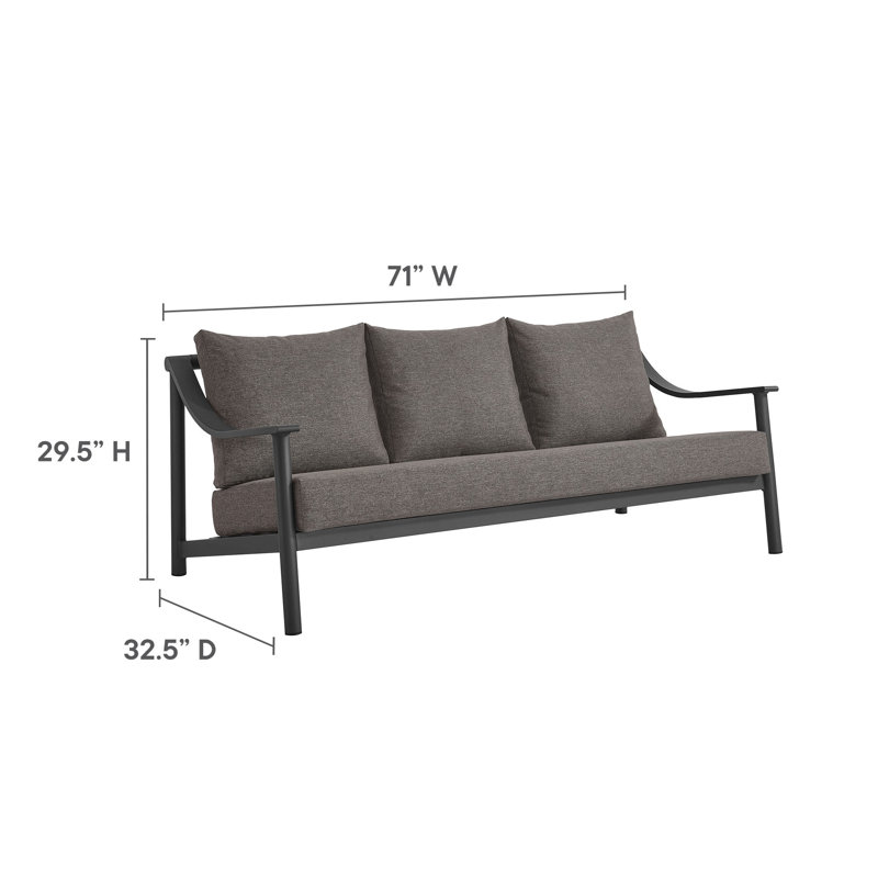 Terrace 3-Seat Carbon Graphite Aluminum Outdoor Sofa