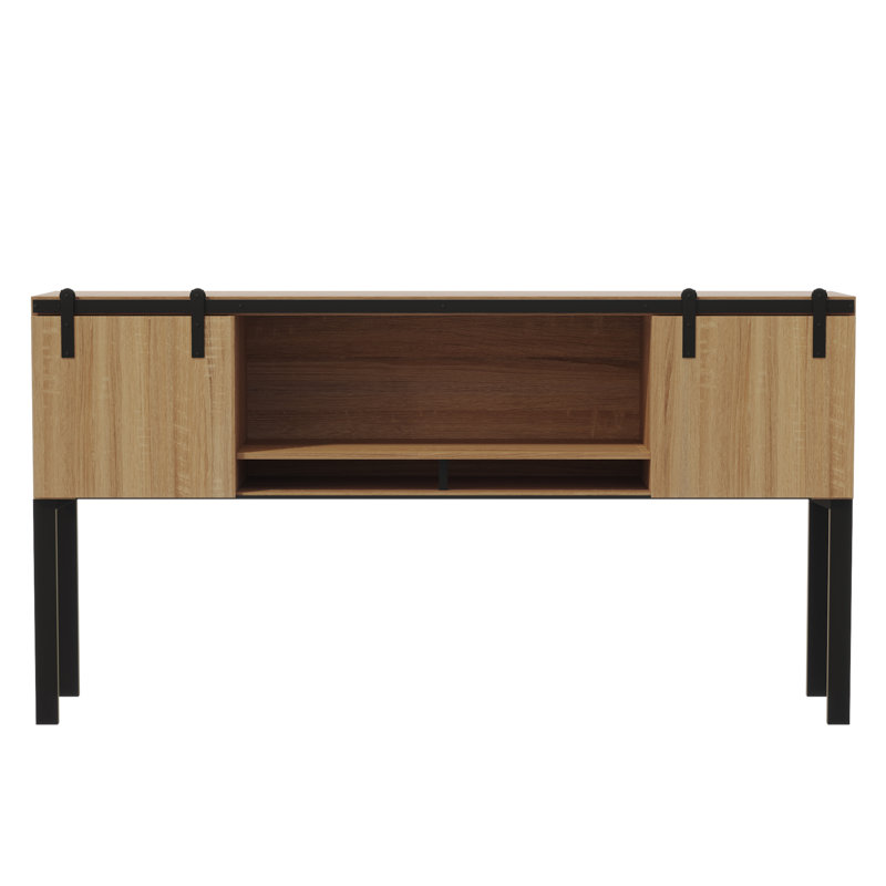 Mirella Hutch with Sliding Wood Doors, Sand Dune, 38" H x 72" W x 15" D