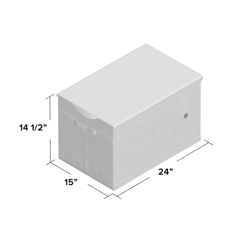 Elephant Themed Beige and Gray Collapsible Toy Chest