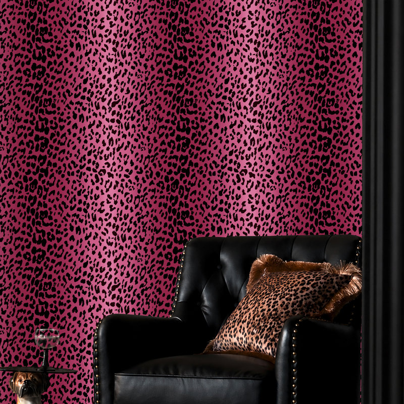 Almiro Leopard Pink Wallpaper, Brown