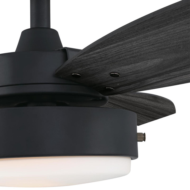 Matte Black 42" Modern Ceiling Fan with LED Light and Remote