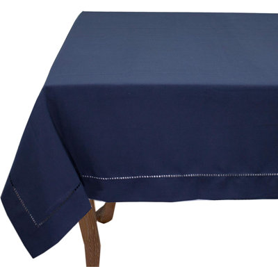 Navy Blue Hemstitched Border Tablecloth