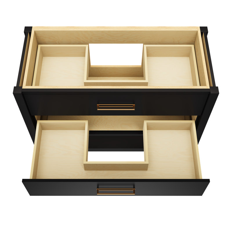 Kiawah Two-Drawer Single Bath Vanity, Noir, Satin Gold, 48"
