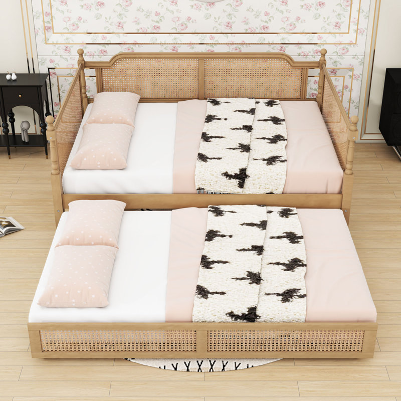 Lit de jour en bois avec couchette, Complet/Double, Noyer antique