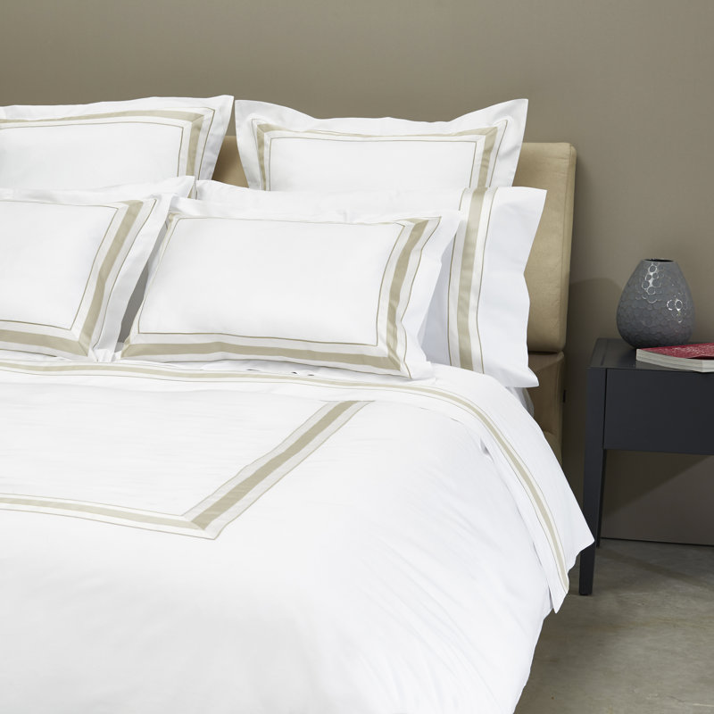 Dimora Duvet Cover, King Duvet Cover, White/Khaki