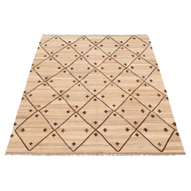 Tapis unique en laine nouvel âge rectangulaire 5 pi 2 po x 6 pi 11 po beige