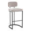 Tabouret de bar à hauteur fixe en métal noir et tissu gris clair - ensemble de 2-266201409-266201410