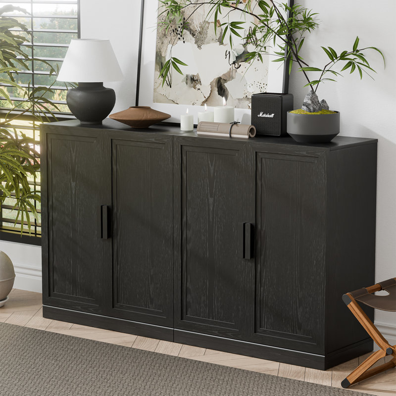 Buffet 62 po avec tablettes réglables Mancilla, Noir