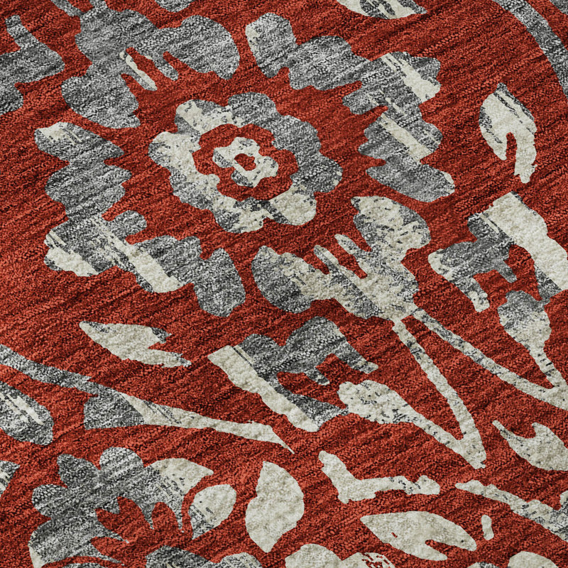 Premium Machine Washable Prisco Red Rug, Rectangle 10' x 14'