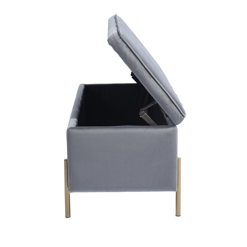 Banc de rangement rembourré Casiano, Gris