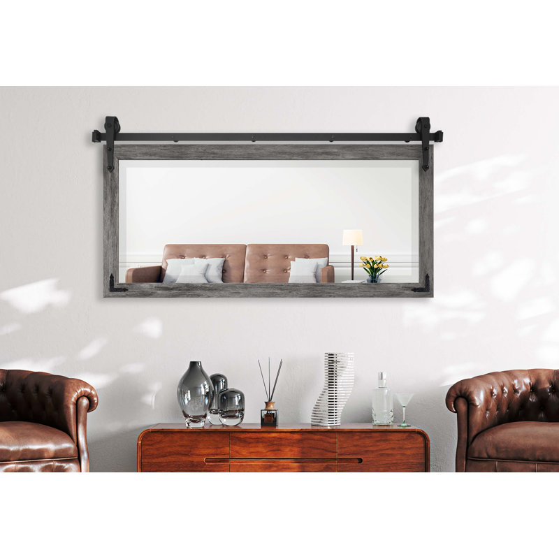 Neace Flat Mirror, 32" H x 66" W, Gray