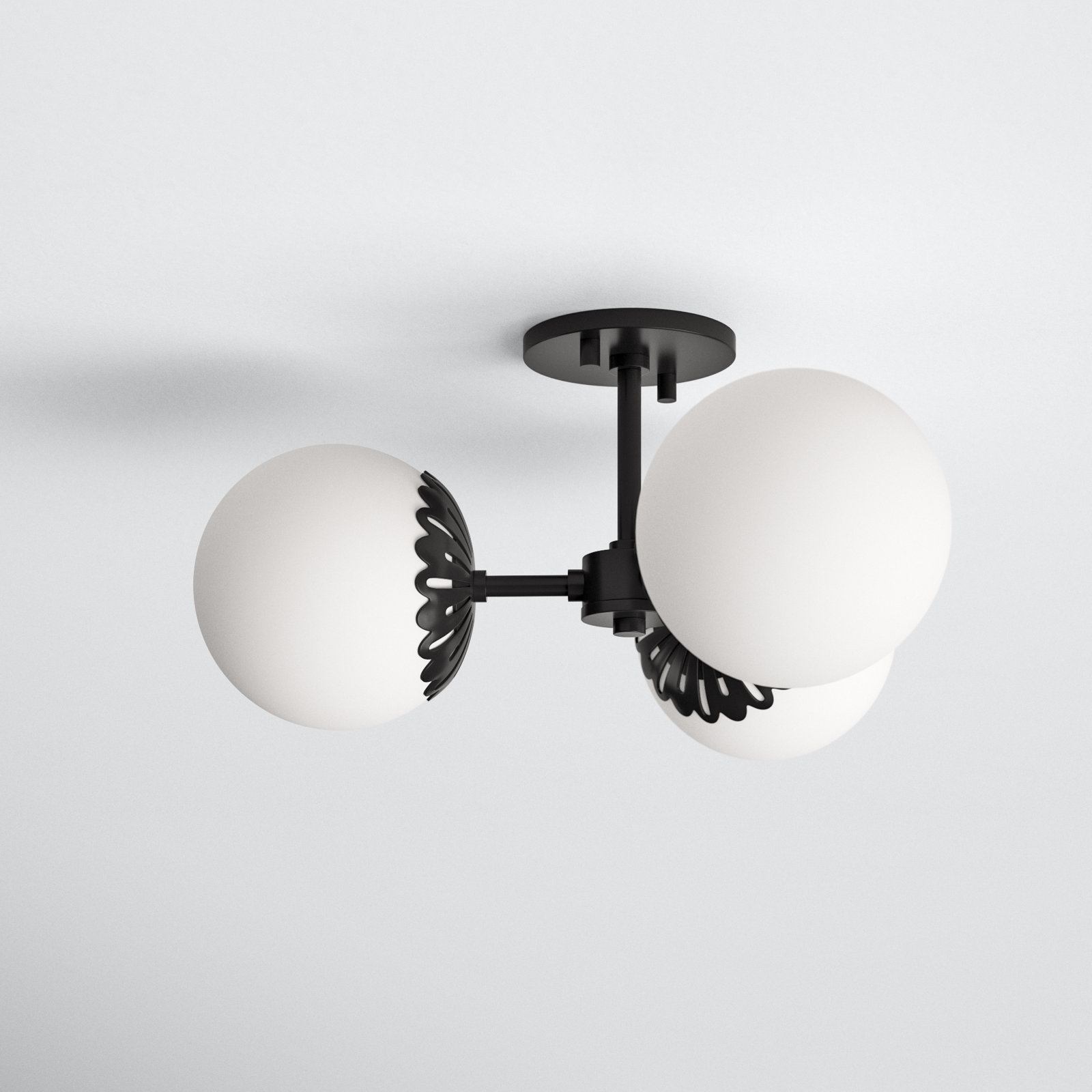 Deniaud 3 Light Glass Semi Flush Mount, Old Bronze