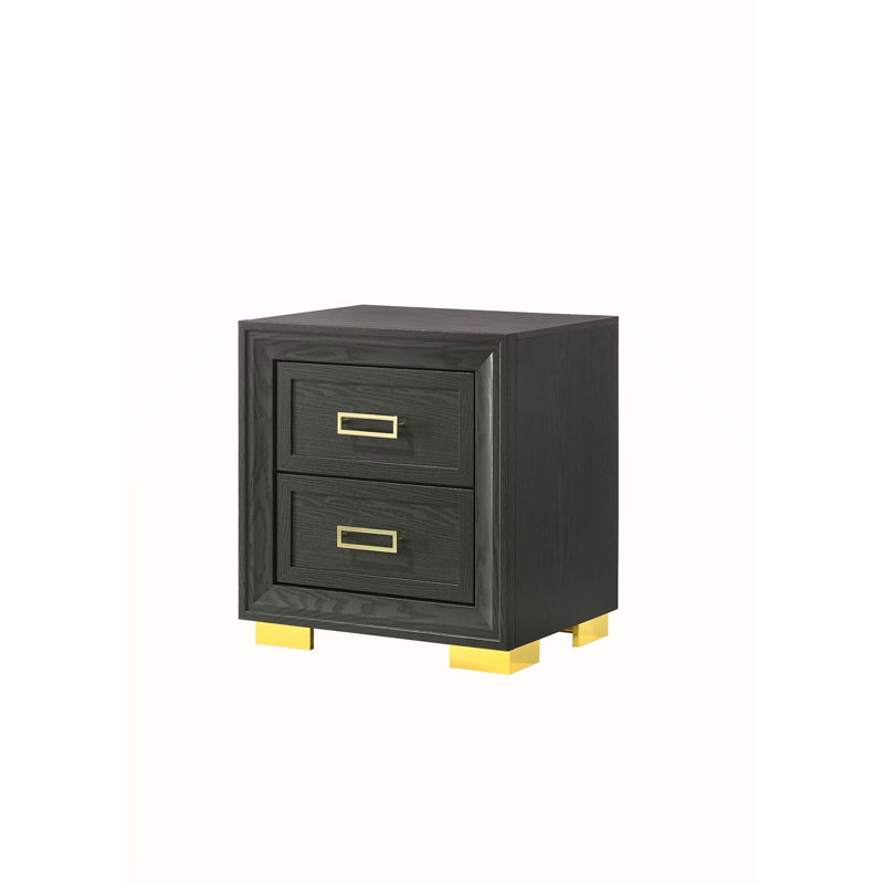 Mobilier de chambre à coucher à 2 tiroirs de style glam glamour moderne à 2 tiroirs avec quincaillerie de style moderne