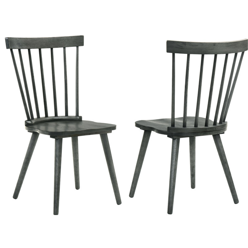 Deux chaises de salle à manger en bois massif pour chambre avec structure stable et finition latérale naturelle, Grey