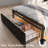 Bed Frame with Smart RGB LED and Side Sensor Lights, Large Drawers, Headboard with Charging Station-101093326